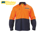 Bisley Long Sleeve 2 Tone Hi Vis Cool Lightweight Closed Front Shirts with 3M Reflective Tape