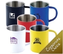 Stainless Steel Coloured Double Wall Mugs