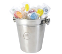 Assorted Colour Lollipops in Stainless Steel Ice Buckets