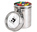 Assorted Colour Mini Jelly Beans in 12cm Stainless Steel Canister