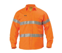 Bisley Hi Vis Drill Long Sleeve Shirts with 3M Reflective Tape
