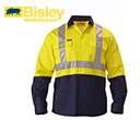 Bisley 2 Tone Hi Vis Reflective Drill Shirts - Long Sleeve