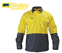 Bisley 2 Tone Hi Vis Lightweight Drill Shirts - Long Sleeve
